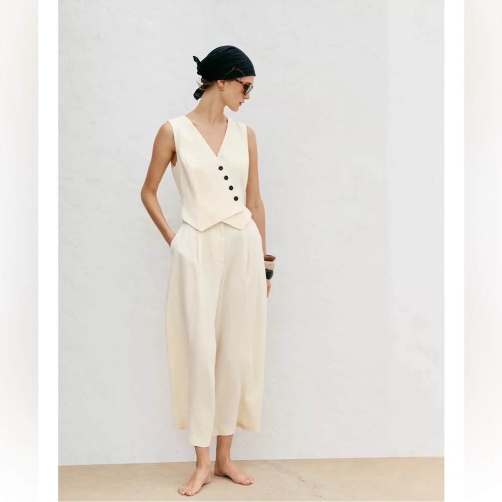 ZARA BLOGGERS FAV LONG LINEN VEST JUMPSUIT
